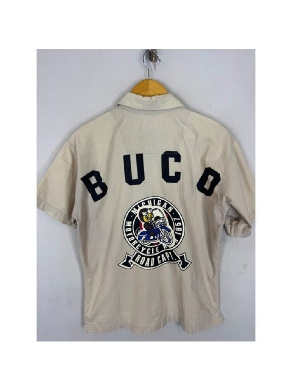Buco International Replica Michigan 1957 Motorcycle Road Capt Racing Shirt Tan M